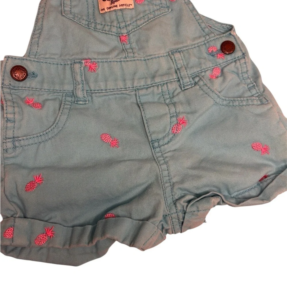 OshKosh B'gosh Kids Blue Overalls with Pink pineapples, size 12 months